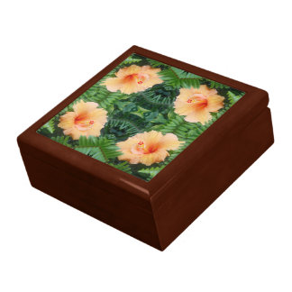 Orange Hibiscus Flower Pattern Gift Box