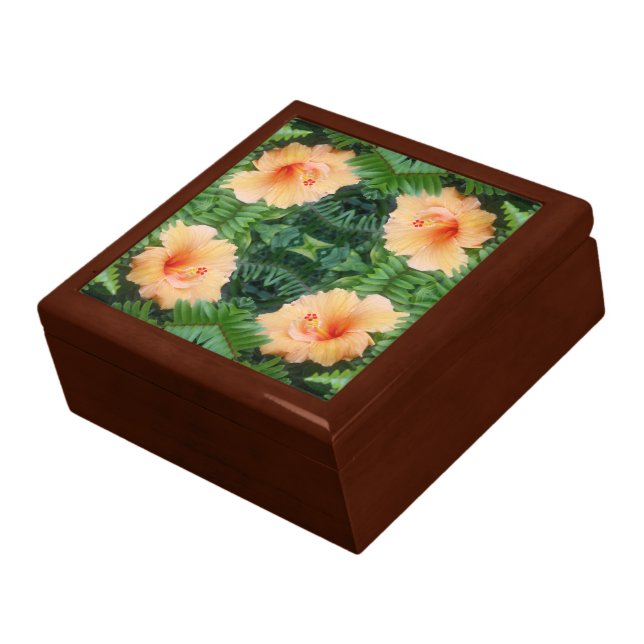 Orange Hibiscus Flower Pattern Gift Box (Side)