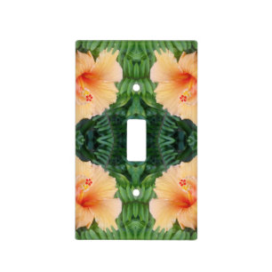 Orange Hibiscus Flower Pattern Light Switch Cover