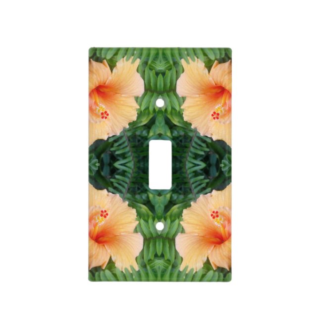 Orange Hibiscus Flower Pattern Light Switch Cover (Front)