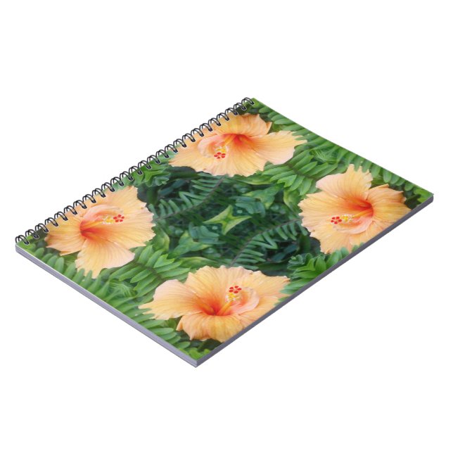 Orange Hibiscus Flower Pattern Notebook (Left Side)