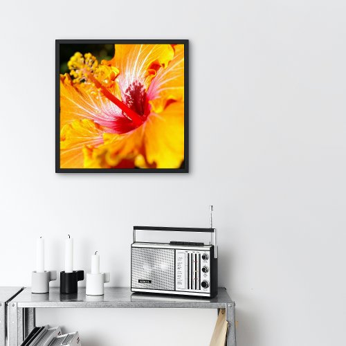 Orange Hibiscus Flower Side View Small Poster