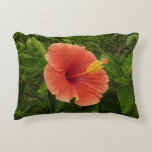 Orange Hibiscus Flower Tropical Floral Accent Pillow