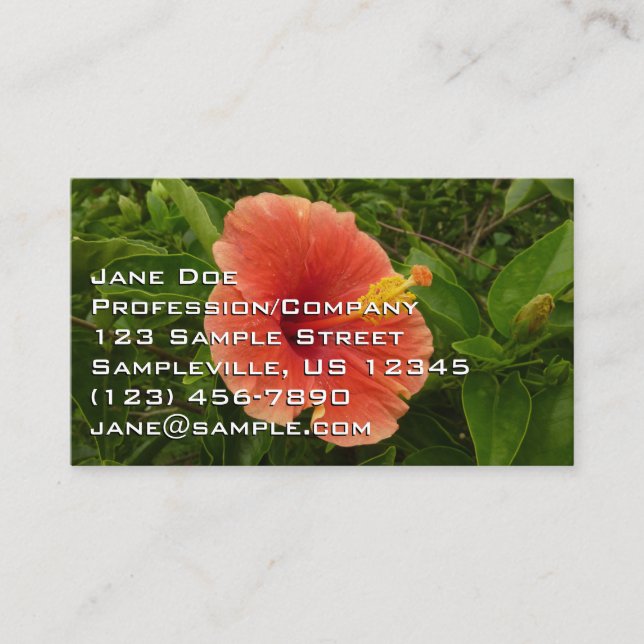 Orange Hibiscus Flower Tropical Floral Business Card (Front)