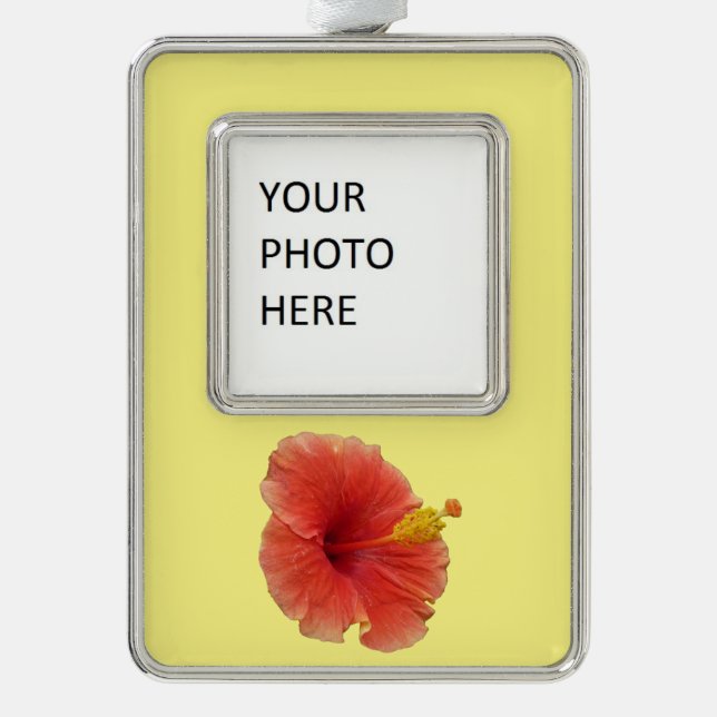 Orange Hibiscus Flower Tropical Floral Christmas Ornament (Front)