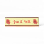 Orange Hibiscus Flower Tropical Floral Desk Name Plate