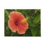 Orange Hibiscus Flower Tropical Floral Doormat