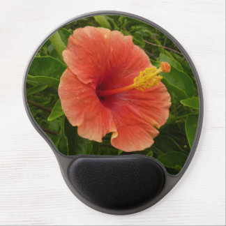 Orange Hibiscus Flower Tropical Floral Gel Mouse Pad