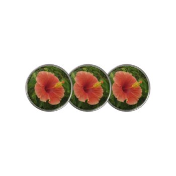 Orange Hibiscus Flower Tropical Floral Golf Ball Marker by mlewallpapers at Zazzle