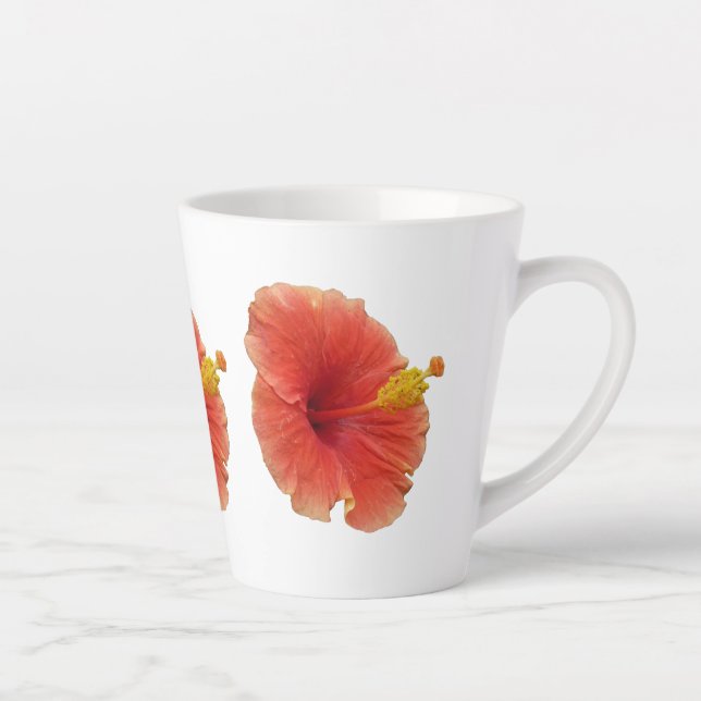 Orange Hibiscus Flower Tropical Floral Latte Mug (Right)