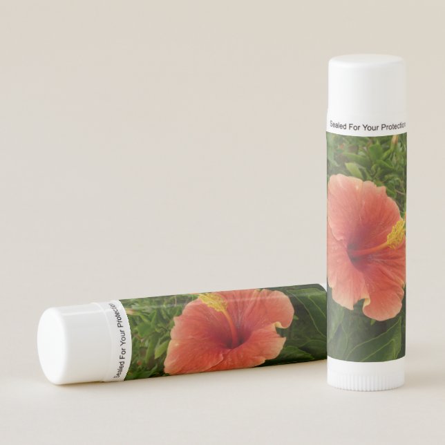 Orange Hibiscus Flower Tropical Floral Lip Balm (Front)