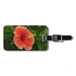 Orange Hibiscus Flower Tropical Floral Luggage Tag