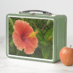 Orange Hibiscus Flower Tropical Floral Metal Lunch Box