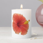Orange Hibiscus Flower Tropical Floral Pillar Candle