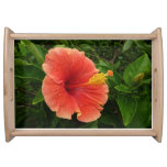 Orange Hibiscus Flower Tropical Floral Serving Tray