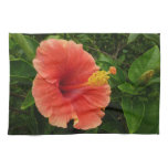 Orange Hibiscus Flower Tropical Floral Towel