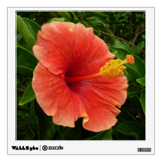 Orange Hibiscus Flower Tropical Floral Wall Sticker
