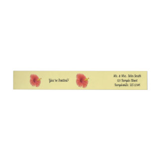 Orange Hibiscus Flower Tropical Floral Wrap Around Label