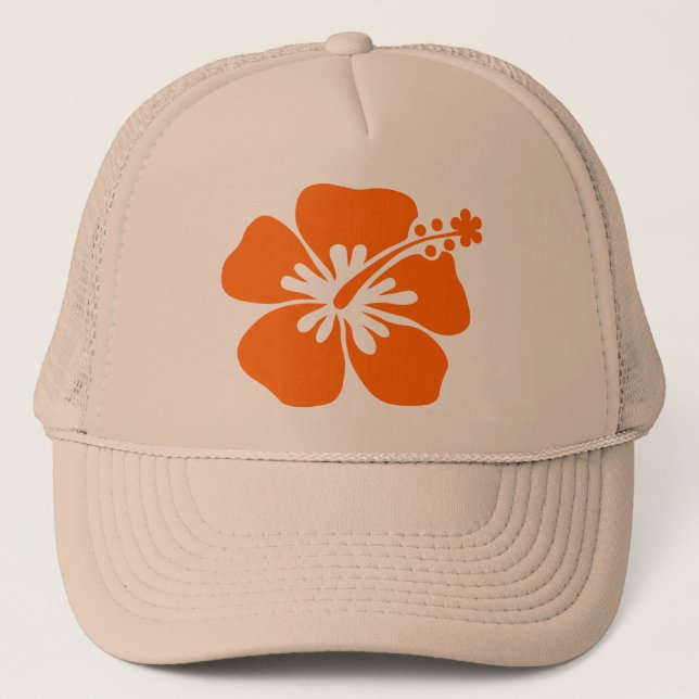 Orange hibiscus flower trucker hat (Front)