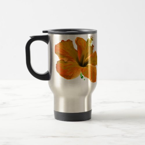 Orange Hibiscus Flowers Travel Mug