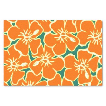Orange Hibiscus Flowers Tropical Hawaiian Luau Tissue Paper by macdesigns2 at Zazzle