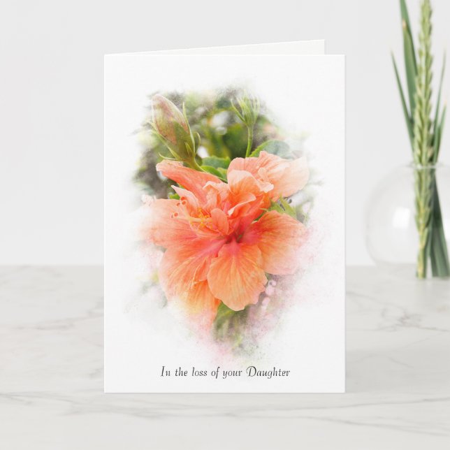 orange hibiscus for loss of daughter card (Front)
