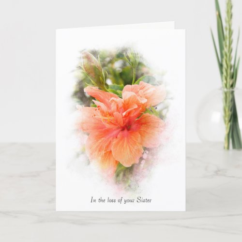 orange hibiscus for loss of sister card