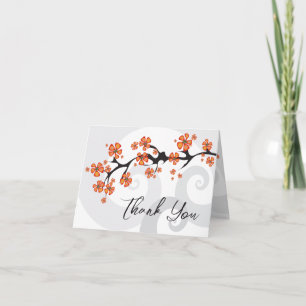 Orange Hibiscus Fusion Grey Swirl Tropical Wedding Invitation