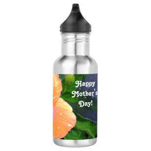 Orange Hibiscus Happy Mother's Day Stainless Steel Water Bottle
