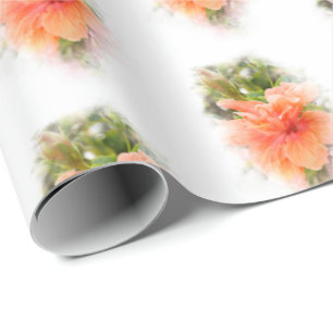 orange hibiscus in soft mask wrapping paper
