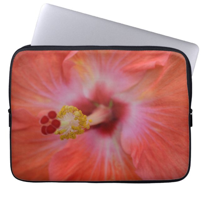 Orange Hibiscus Laptop Computer Sleeve (Front)