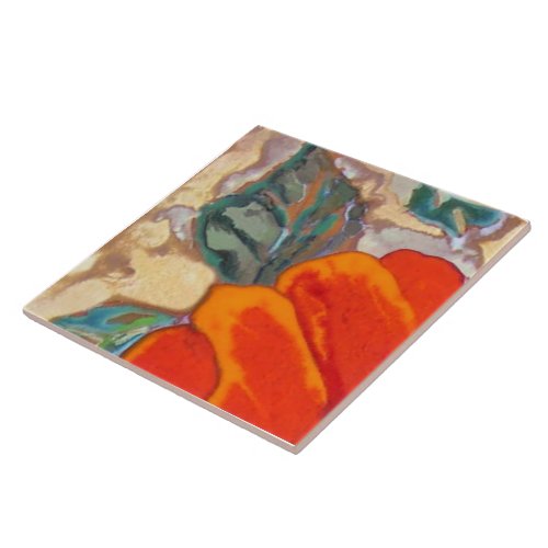 Orange Hibiscus Part 1 of 12 Ceramic Tile