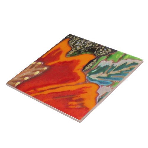 Orange Hibiscus Part 3 of 12 Ceramic Tile