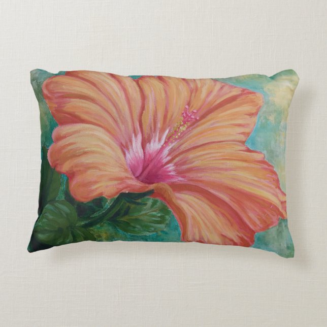 Orange Hibiscus Pillow (Back)