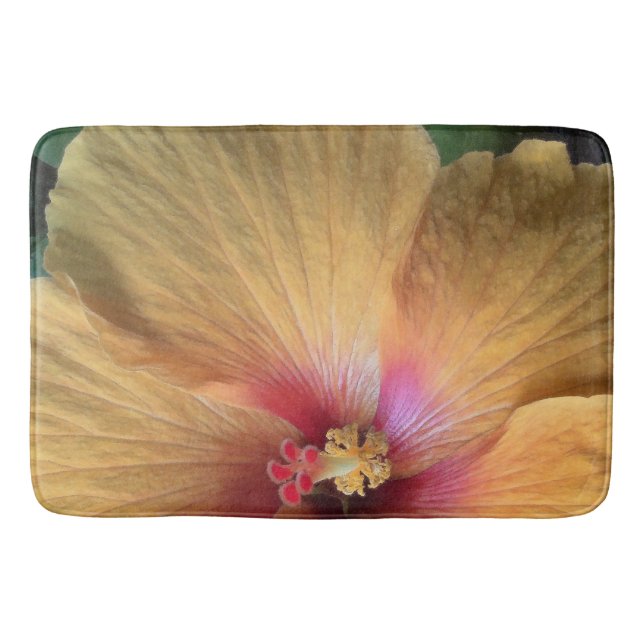 Orange Hibiscus Ruffle Bath Mat (Front)
