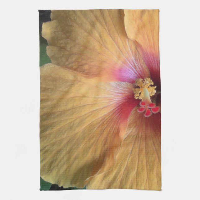 Orange Hibiscus Ruffle Kitchen Towel (Vertical)