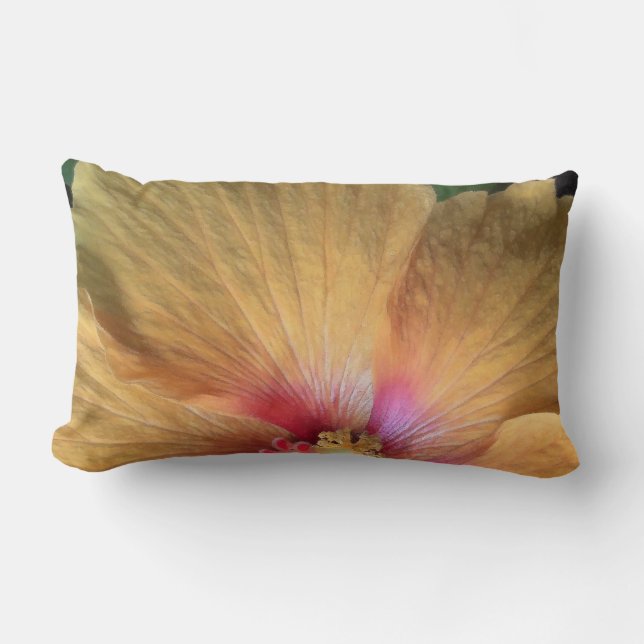 Orange Hibiscus Ruffle Lumbar Pillow (Front)