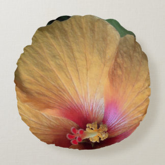 Orange Hibiscus Ruffle Round Pillow