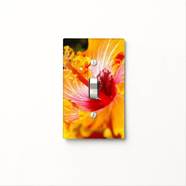 Orange Hibiscus Side View Light Switch Cover (In Situ)