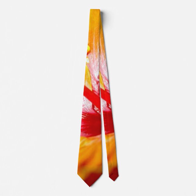 Orange Hibiscus Side View Neck Tie (Front)