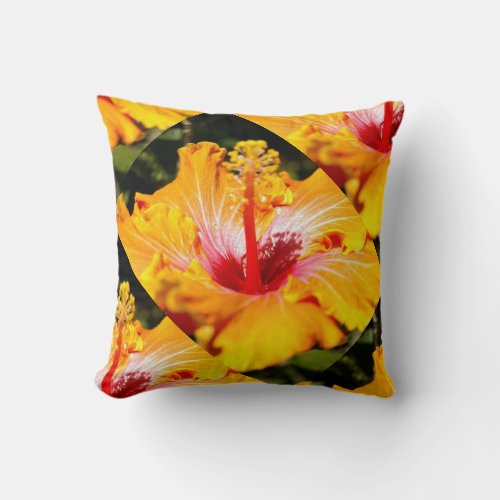 Orange Hibiscus Side View Throw Pillow