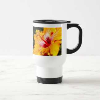 Orange Hibiscus Side View Travel Mug