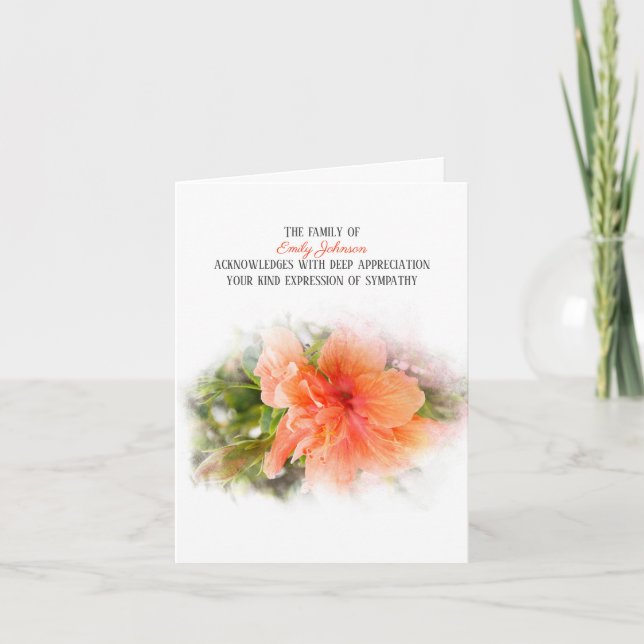 Orange Hibiscus Sympathy Thank You (Front)