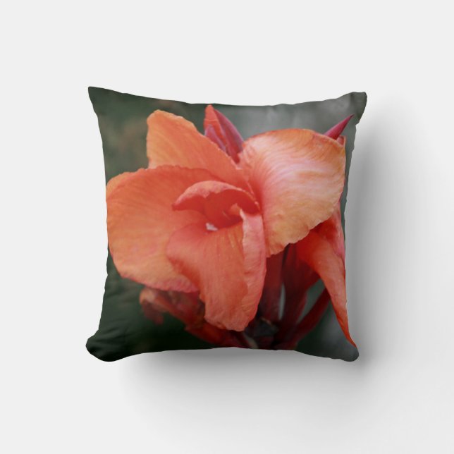 Orange Hibiscus Throw Pillow (Front)