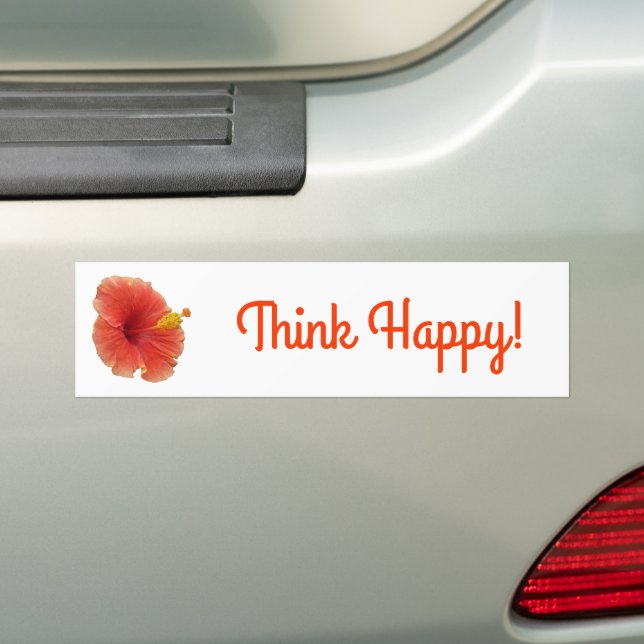 Orange Hibiscus Tropical Flower Bumper Sticker (On Car)