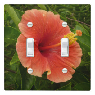 Orange Hibiscus Tropical Flower Light Switch Cover