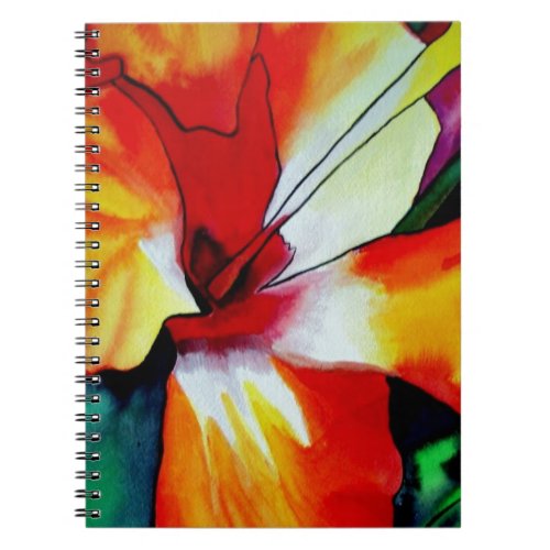 Orange Hibiscus tropical flower watercolor art Notebook