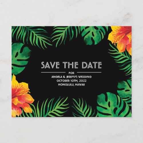 Orange Hibiscus Tropical Save the Date Postcard