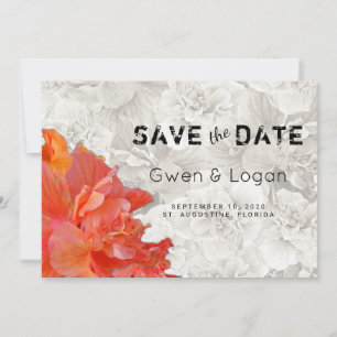 Orange Hibiscus Wedding Save the Date Photo Card