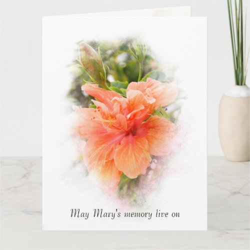 Orange Hibiscus with Name Sympathy Card